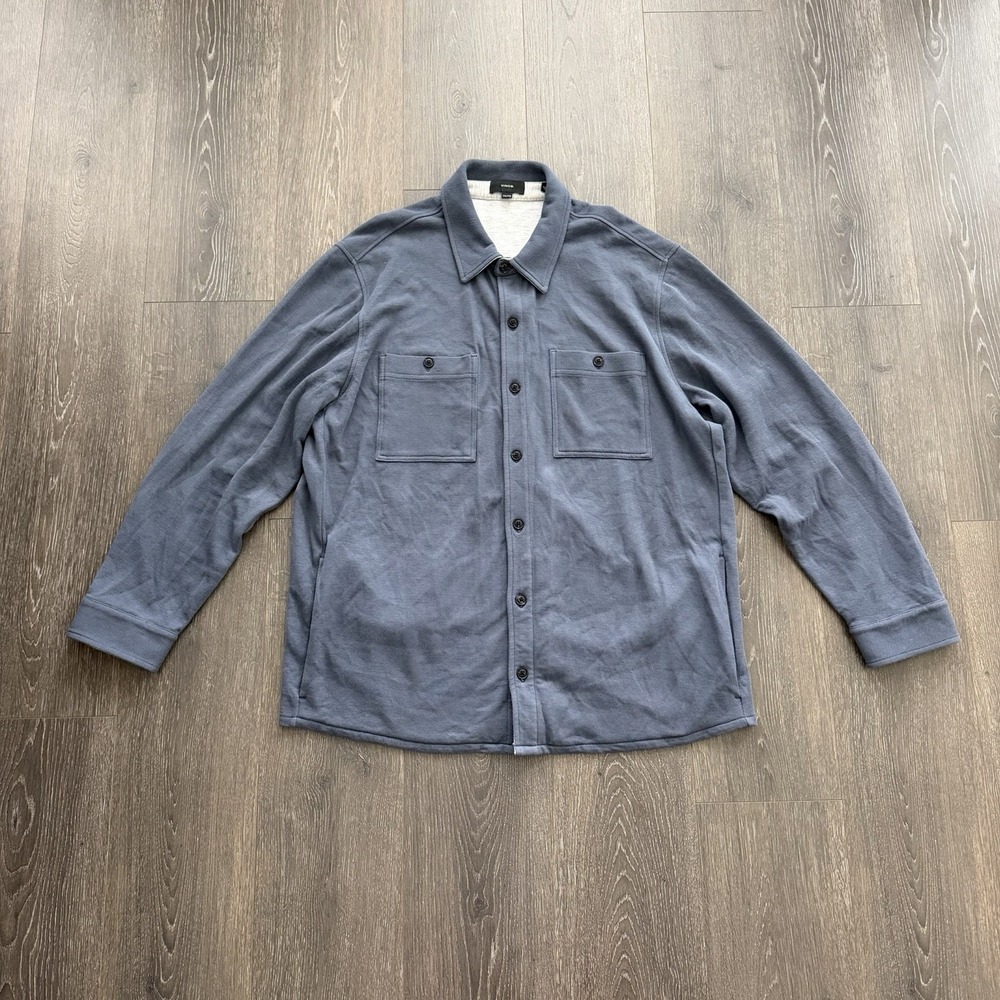 Vince Shacket Jacket Mens XXL Blue Full Button Pockets Collared‎ Quiet Luxury